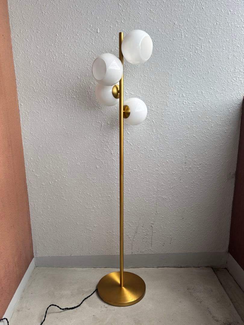 4灯　ガラスシェード　フロアライト　ミッドセンチュリーデザイン　フロス風