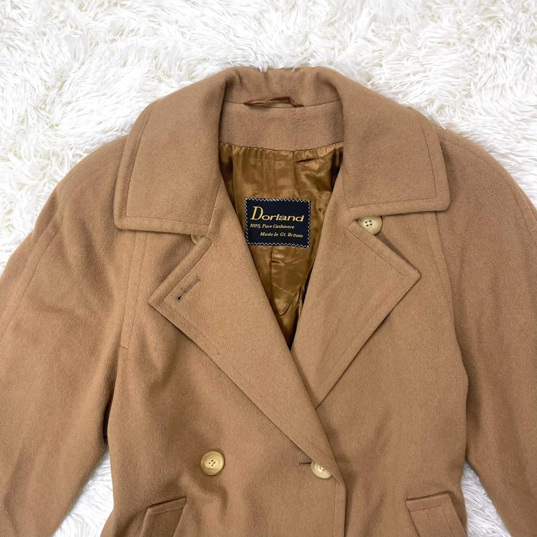 【高級】カシミヤ カシミア 100%☆ダブル ロング チェスターコート キャメル