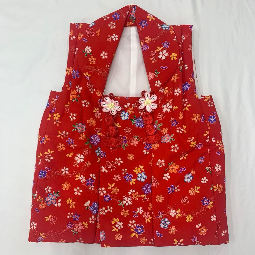 602agu1□七五三 三歳 女の子 着物&被布&長襦袢 金彩 桜□美品