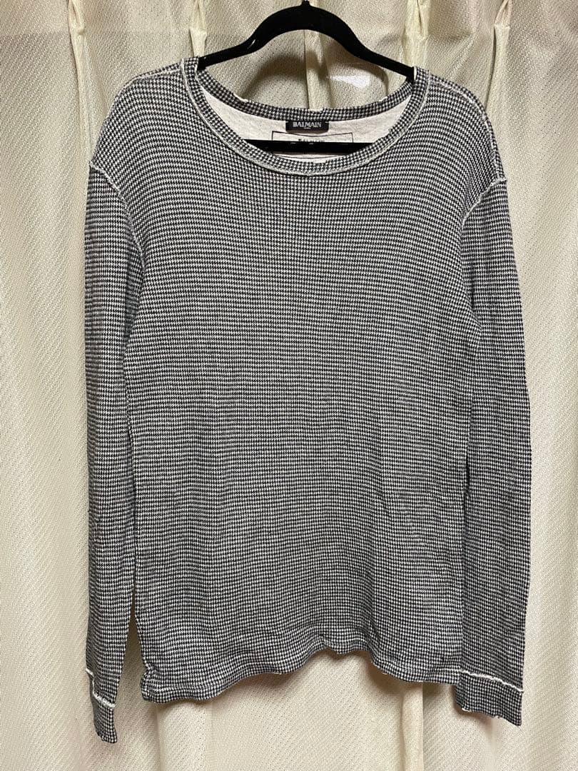 BALMAIN バルマン 長袖シャツ カットソー プルオーバー サイズM 千鳥柄