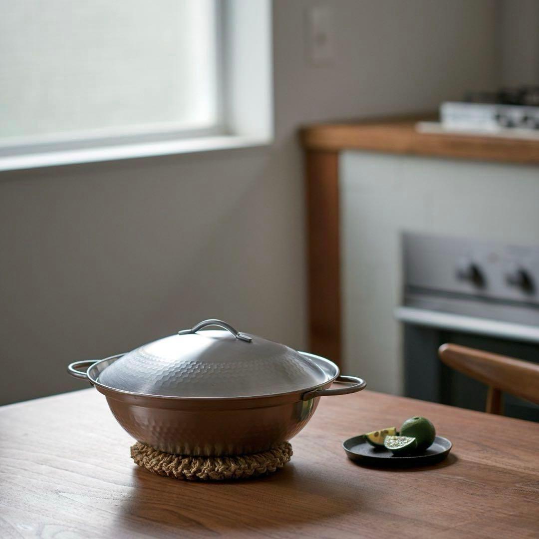 肴七味 日本製　ステンレス　卓上鍋　24cm 新潟県燕市　ミトン付き