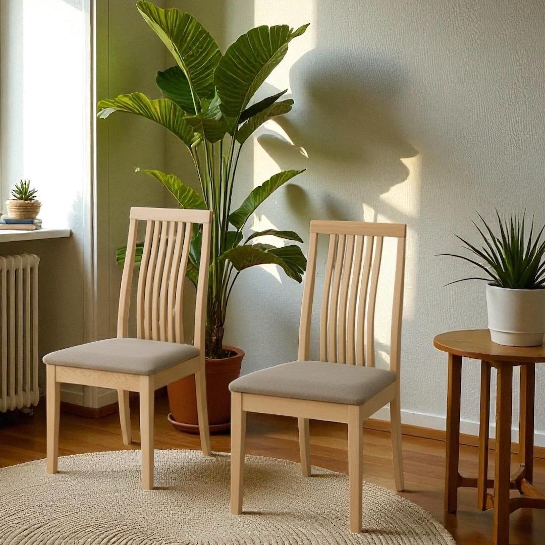 【新品】2脚セット　天然木ダイニングチェア　北欧風　ビーチ材　アウトレット