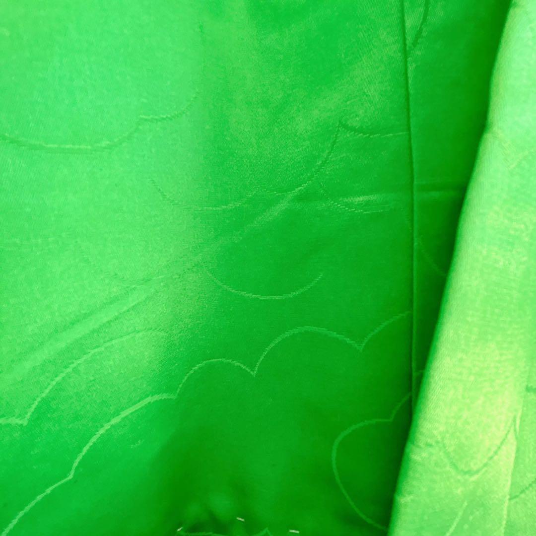 フルセット 七五三 7歳女の子 長着＆長襦袢＆帯＆小物　黄緑　絞り柄　組紐　花