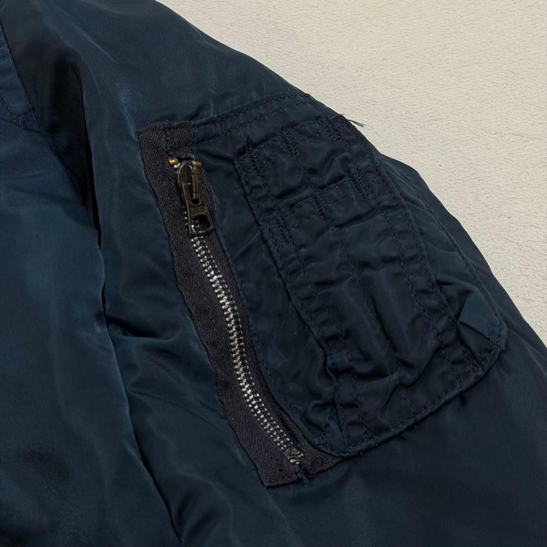 90s アルファ MA-1 リバーシブル ネイビー×オレンジ 短丈 Y2K L