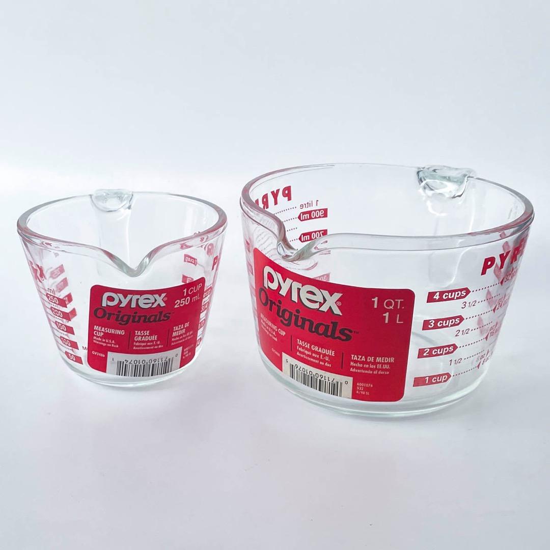 【デッドストック】旧ロゴ パイレックス計量カップ 250ml／1L 2個セット