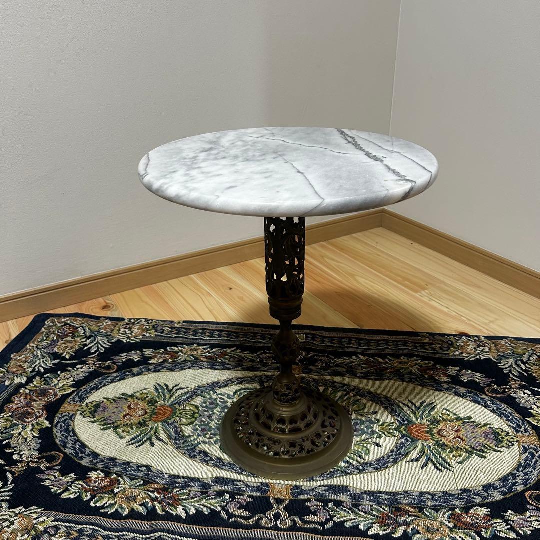 カフェテーブル　アンティーク　大理石　サイドテーブル
