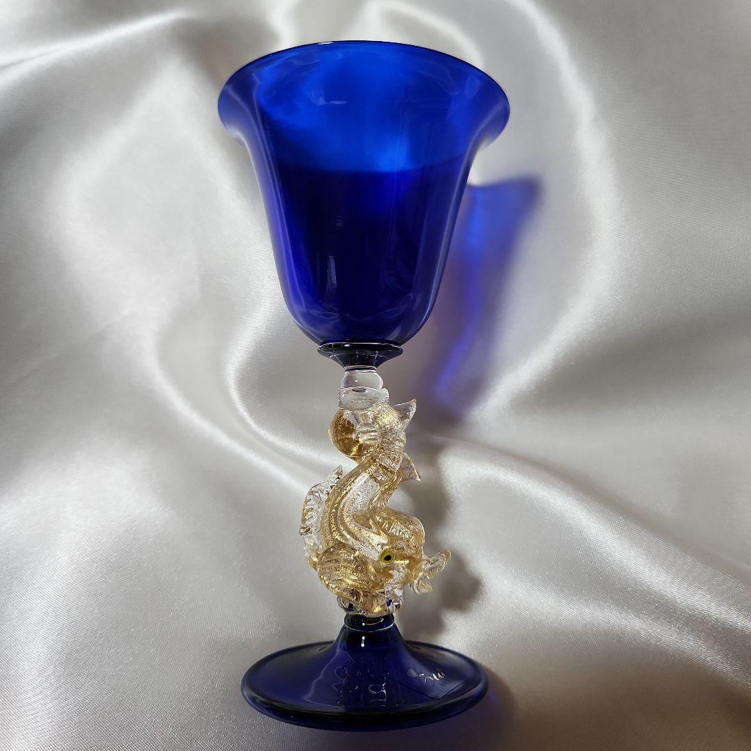 ベネチアンガラス ムラーノグラス イルカ ワイングラス 2点セット