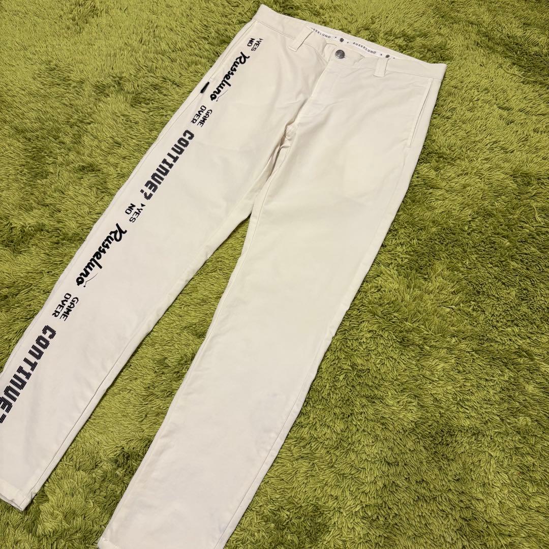 Russeluno ラッセルノ メンズパンツ ホワイト ロゴ サイズ5 （L）