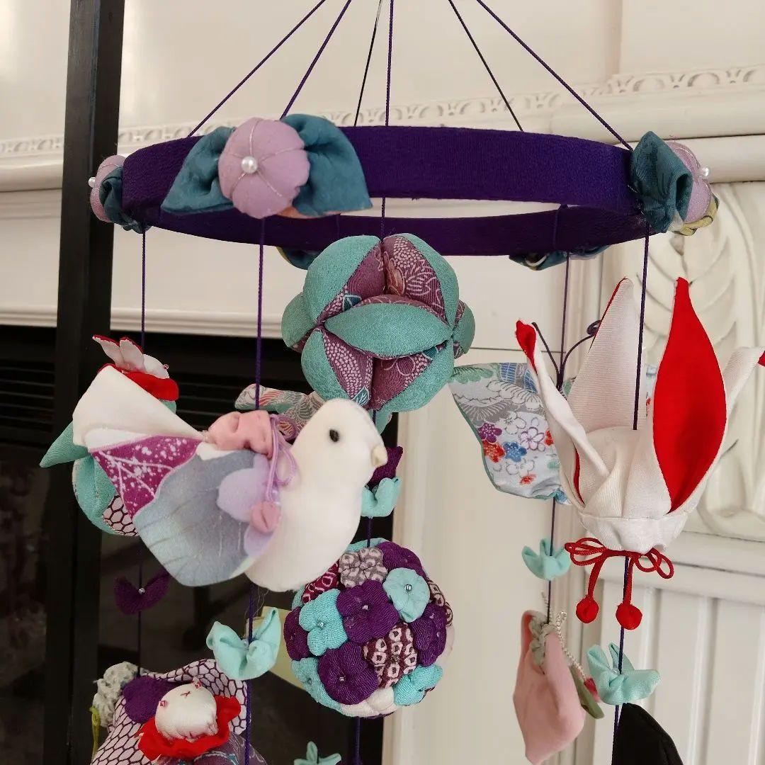 吊るし飾り　人気の紫色　ひな祭り　ハンドメイド　吊るし雛　ちりめん細工