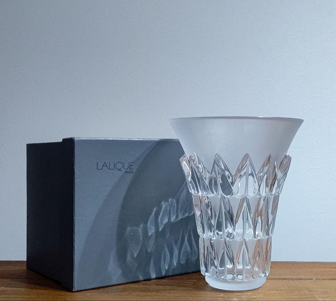 フランス製 LALIQUE ラリック フイユ 葉 花瓶 フラワーベース 欠け有