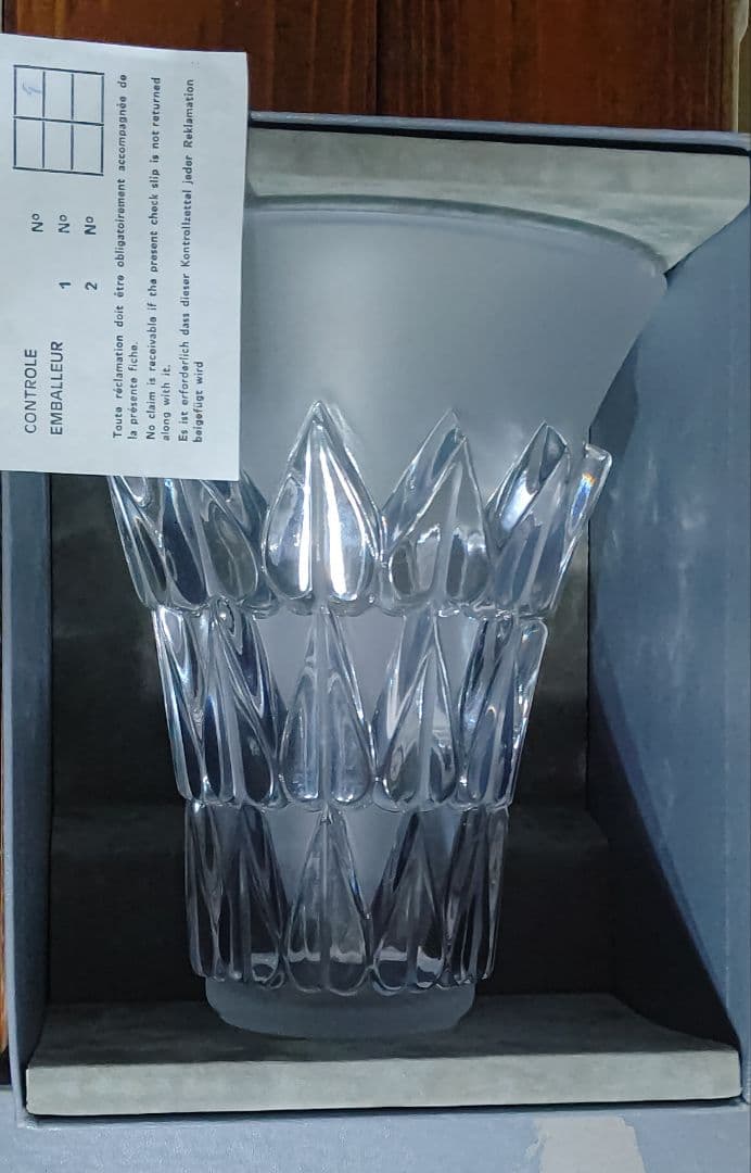 フランス製 LALIQUE ラリック フイユ 葉 花瓶 フラワーベース 欠け有