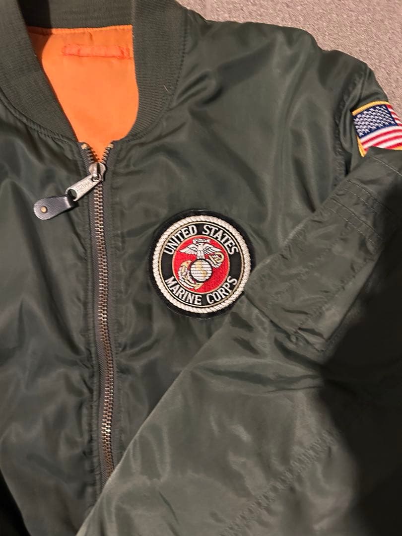 米軍USMCワッペン MA-1 カーキ SEIジップ