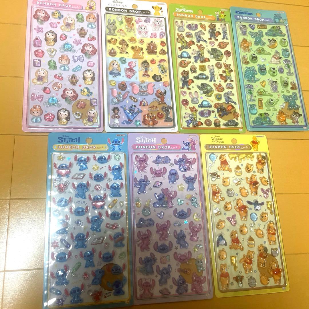 正規品　ディズニー　ボンボンドロップシール　7枚セット