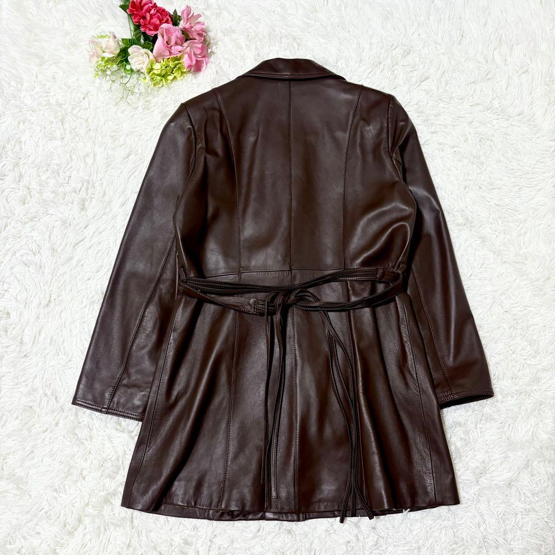 【美品】BALNAIN バルマン　ラムレザー　コート　テーラード　ベルト付　9号