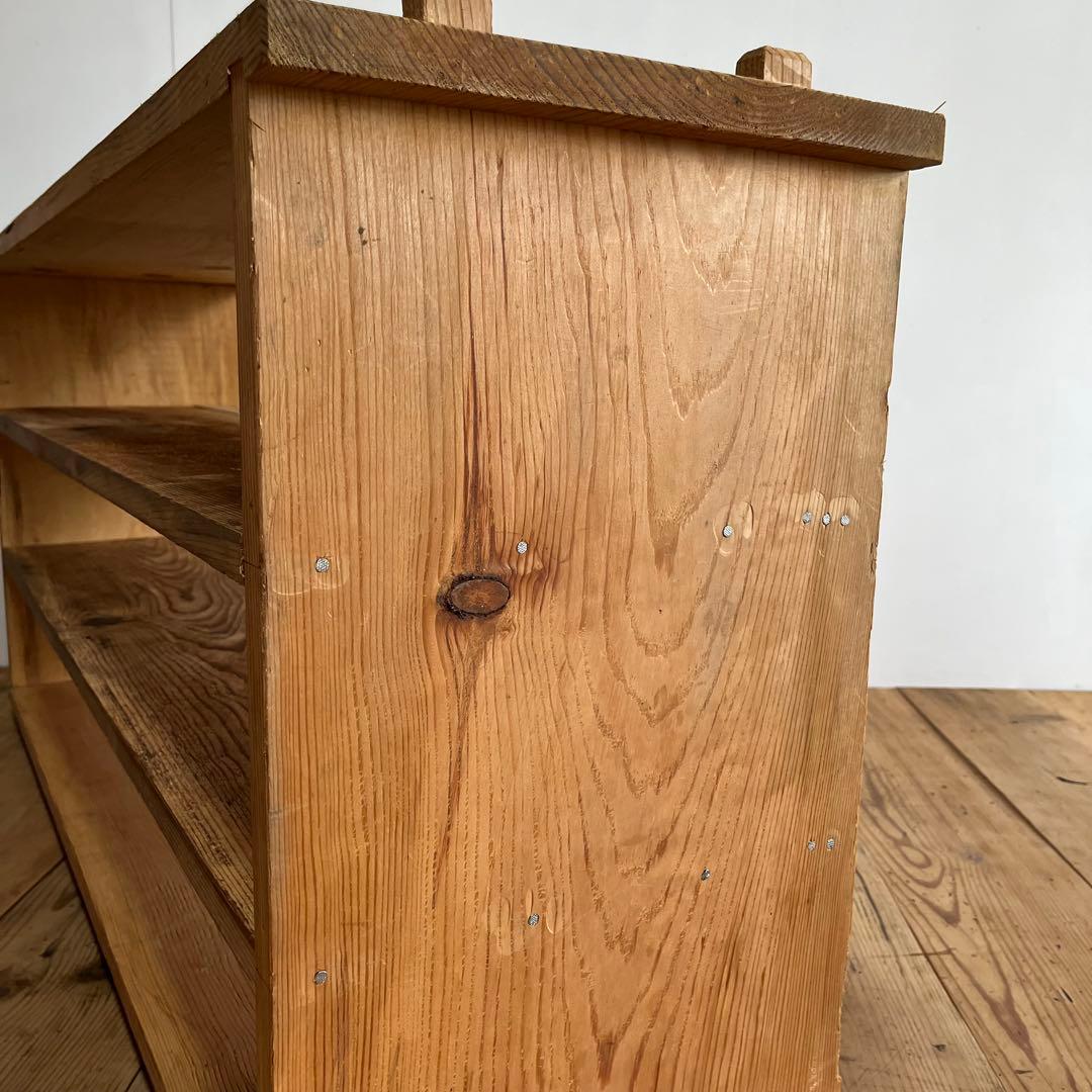 アンティーク オープンラック ローボード 本棚 食器棚 脚付き 無垢材 無塗装