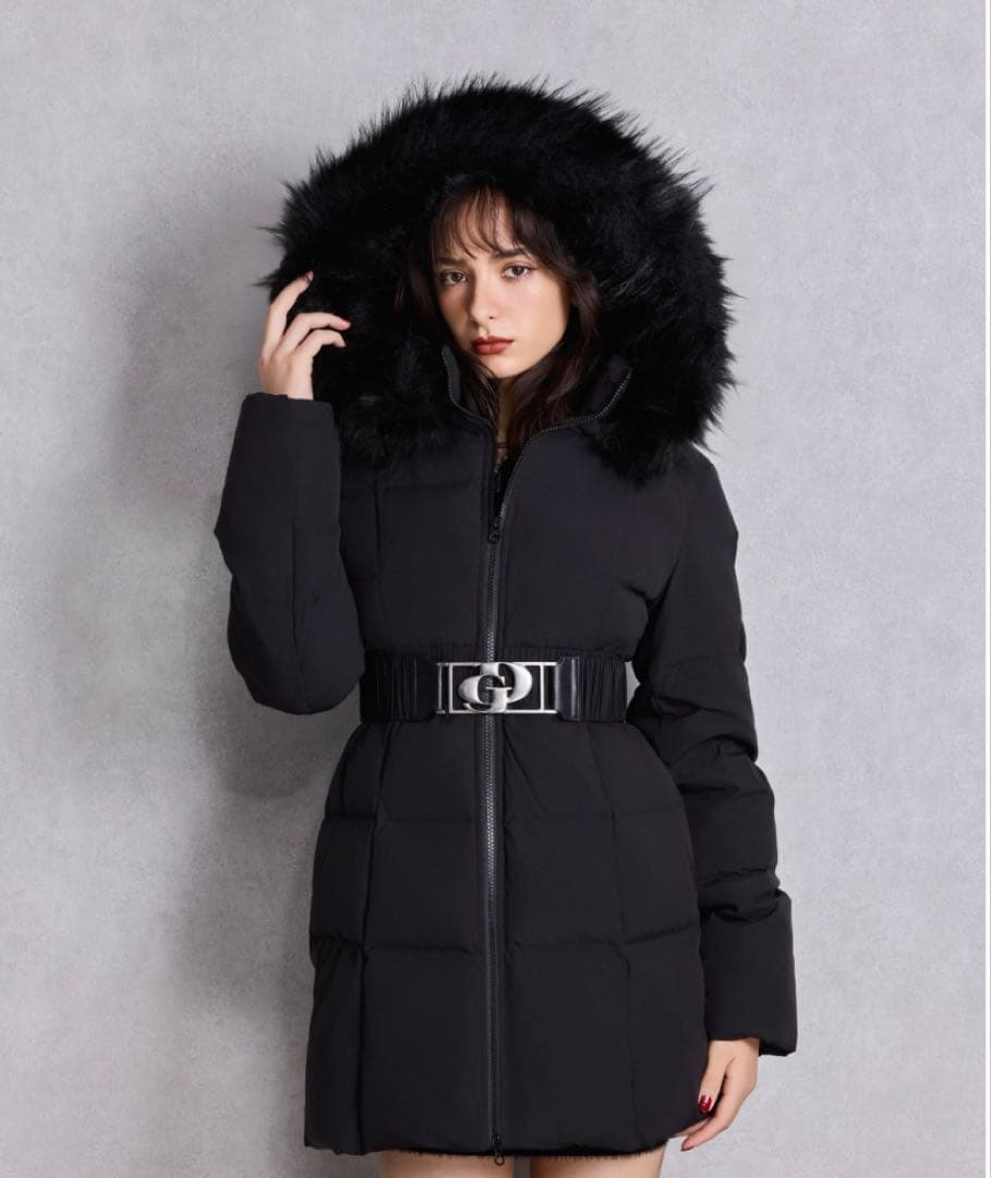 【タグ付き新品】GDベルト付きロングダウンコート　Mサイズ　ブラック GYDA