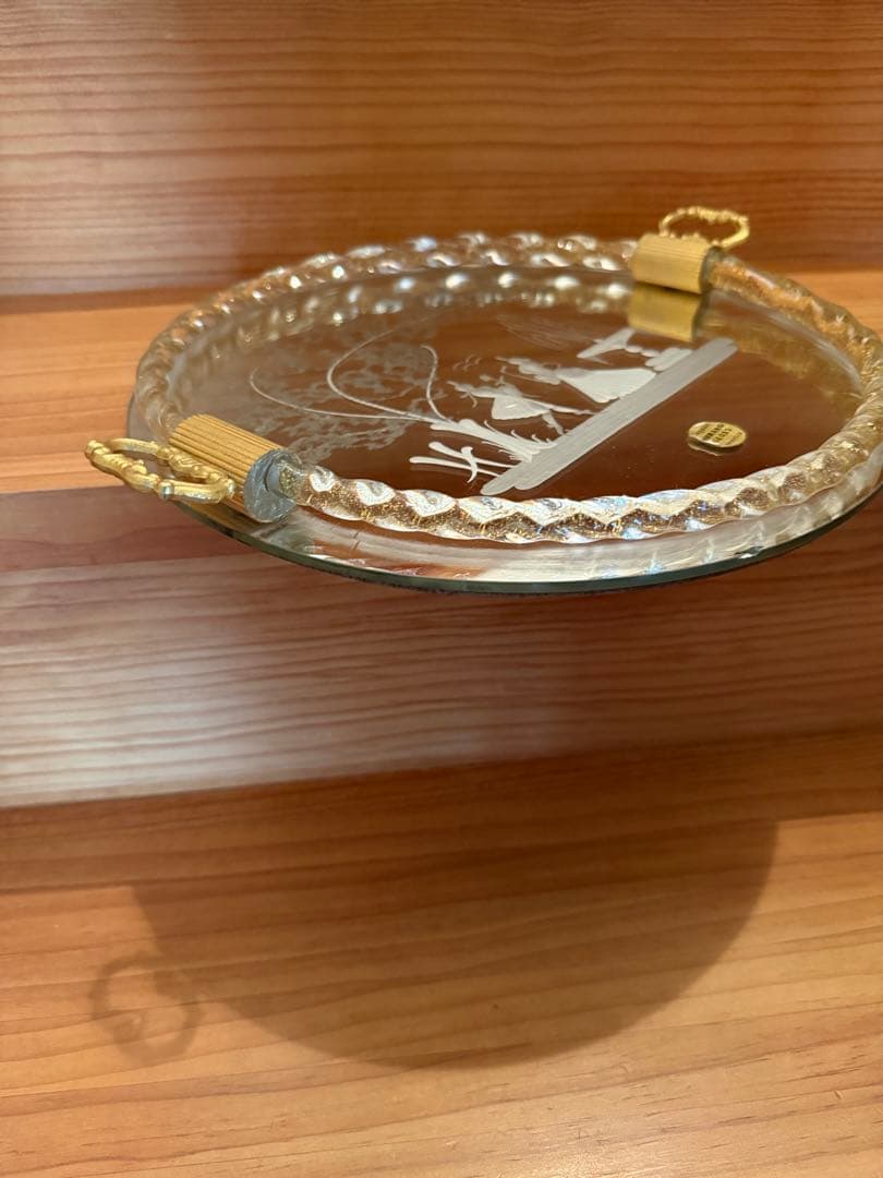 イタリア製 ベネチアンガラス ミラー　ムラーノガラス　金彩　ビンテージ