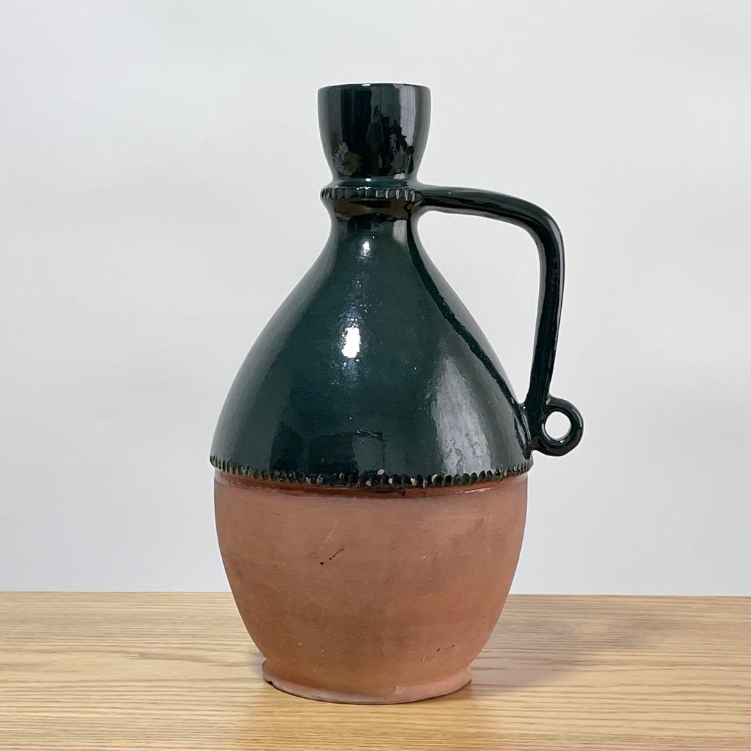 ビンテージ テラコッタ 半緑釉 水注 花瓶 フラワーベース 南仏