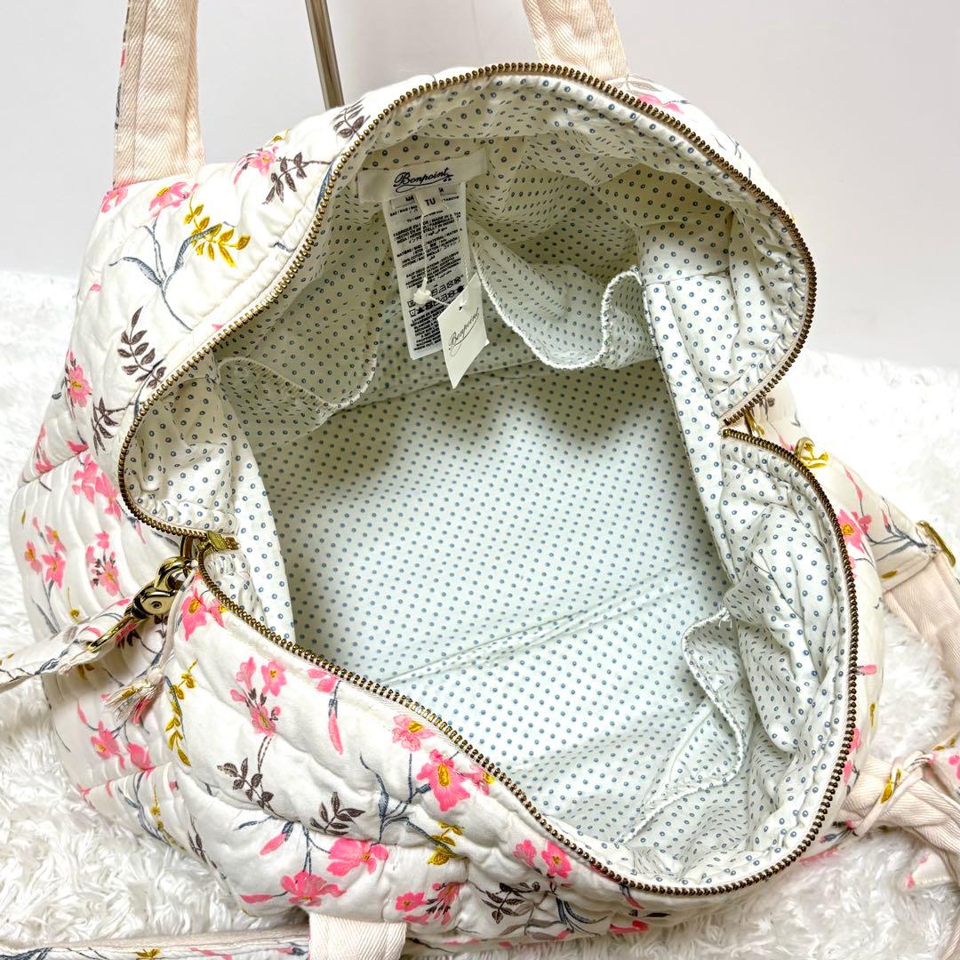 【未使用】 ボンポワン マザーズバッグ ママバッグ キルティング コットン 花柄