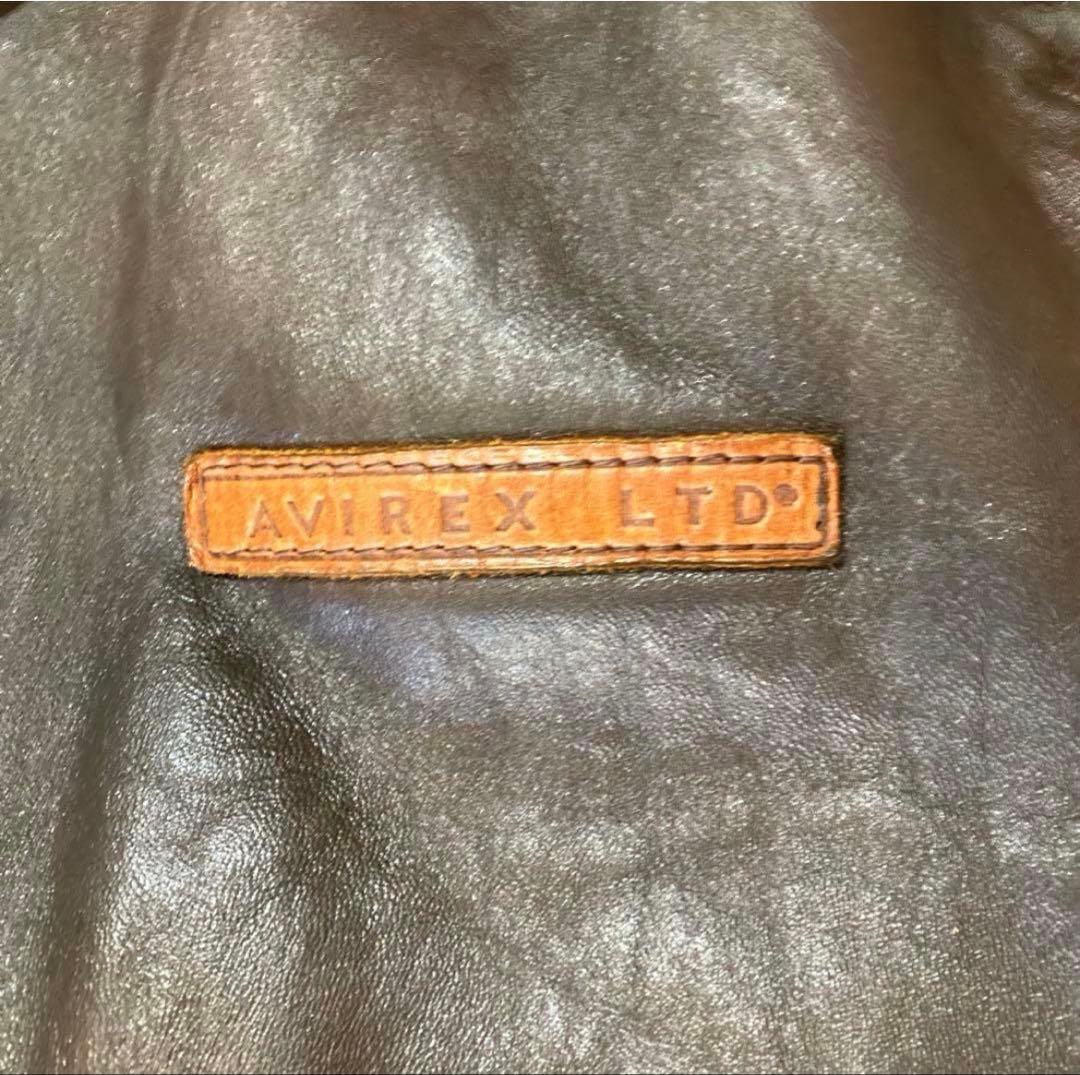 【良品】アヴィレックスA-2 革胸タグ　ダークブラウン　L〜XL相当