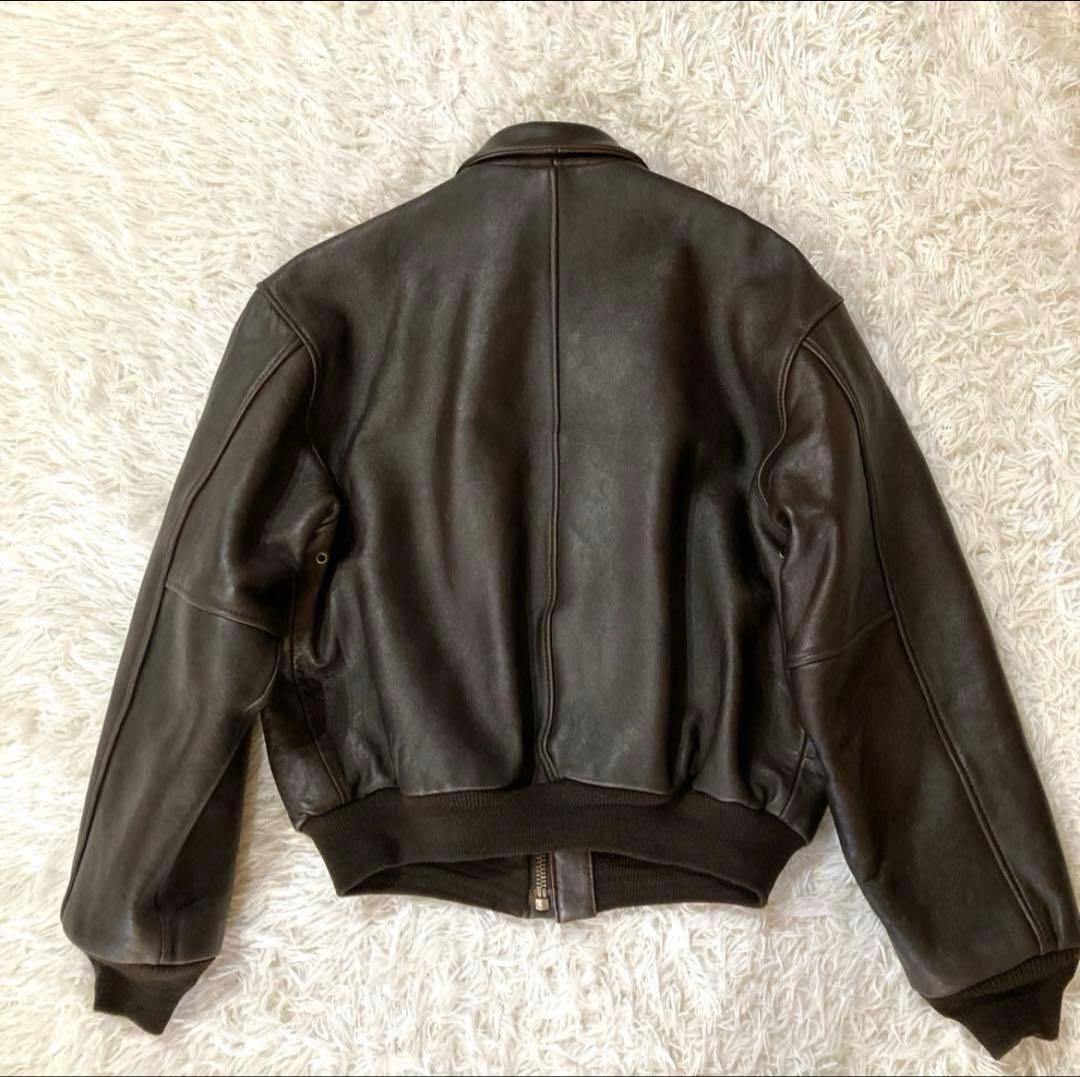 【良品】アヴィレックスA-2 革胸タグ　ダークブラウン　L〜XL相当