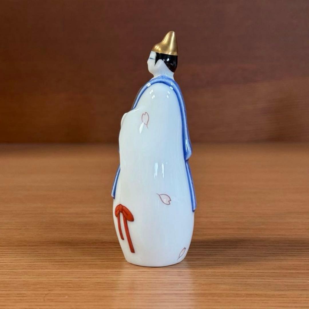 伊万里焼 畑萬陶苑 色絵金彩墨弾き青海波文 夫婦雛☆