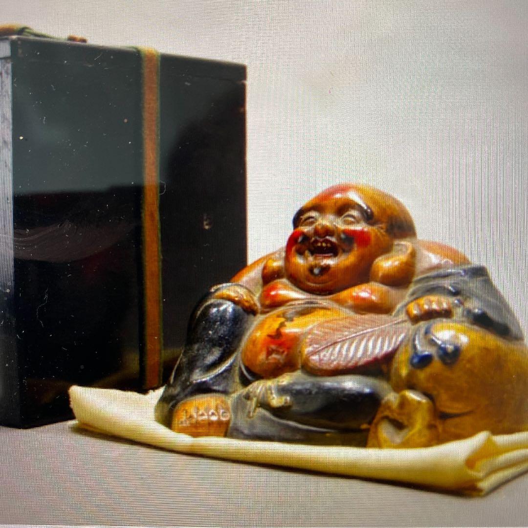 古陶彩色備前布袋様　時代骨董品収集家出品