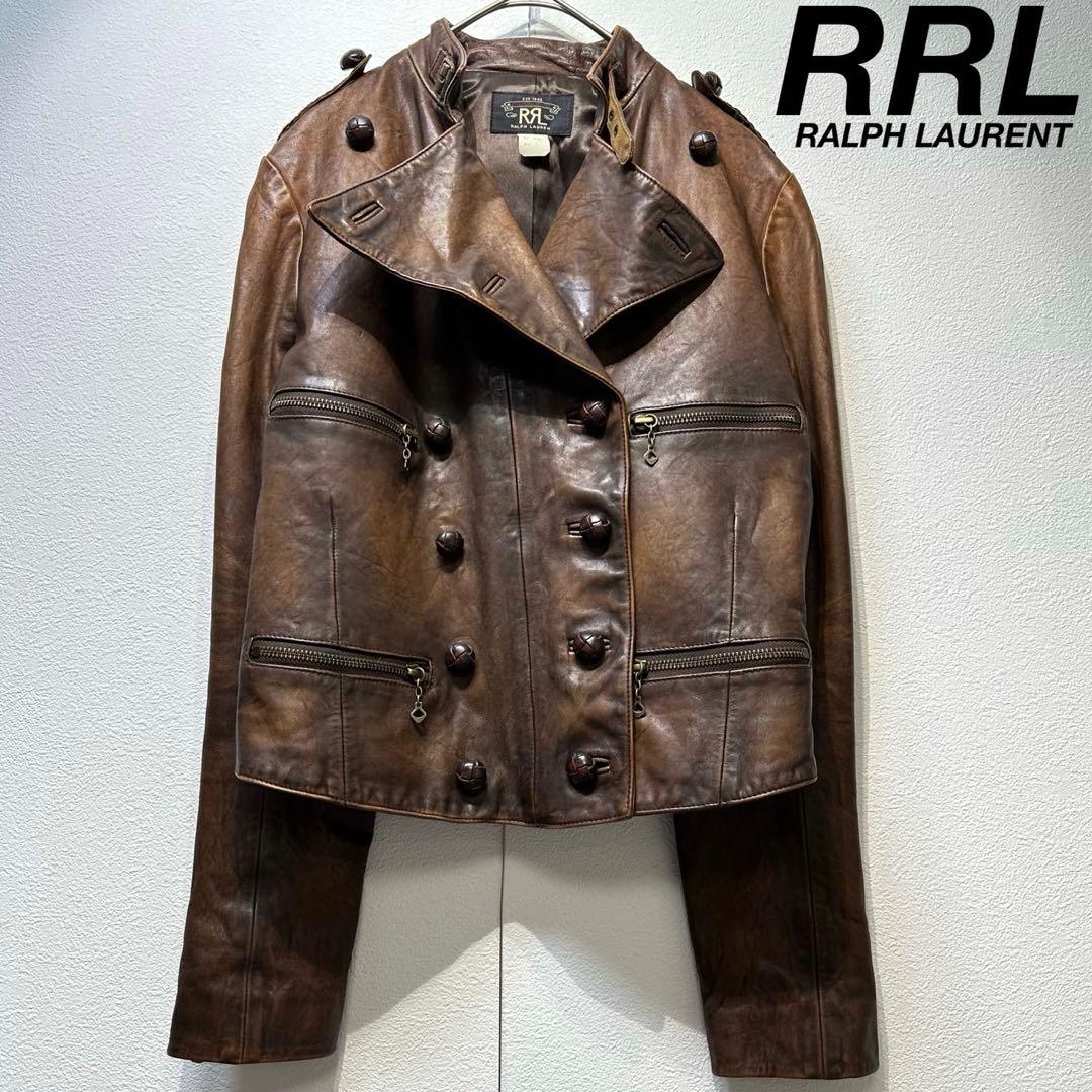 希少 RRL 上質 くるみ アビエーターレザー ダブルライダースジャケット 1