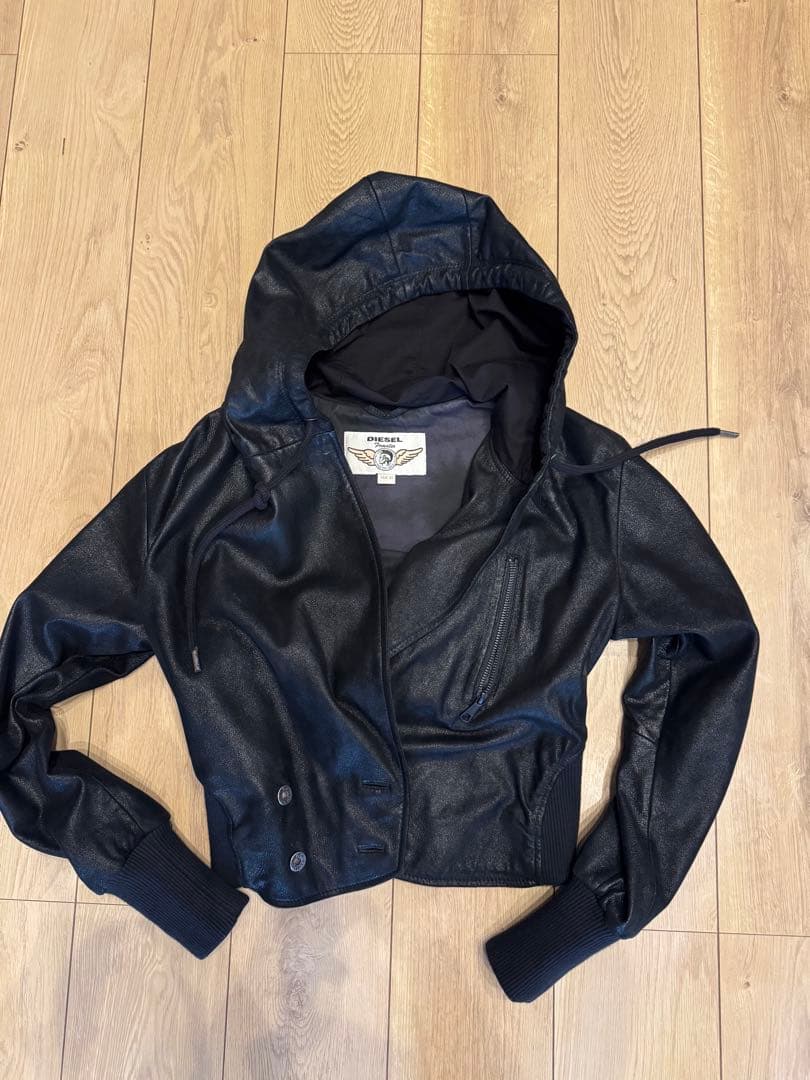 DIESEL フード付きレザージャケット XS値下げ