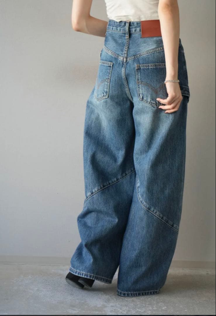 Lumier デニムパンツ ワイド ブルー