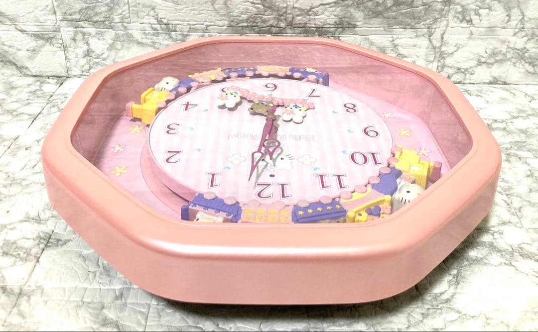 【完動品 美品】CITIZEN サンリオ ハローキティ 掛け時計 ピンクパール