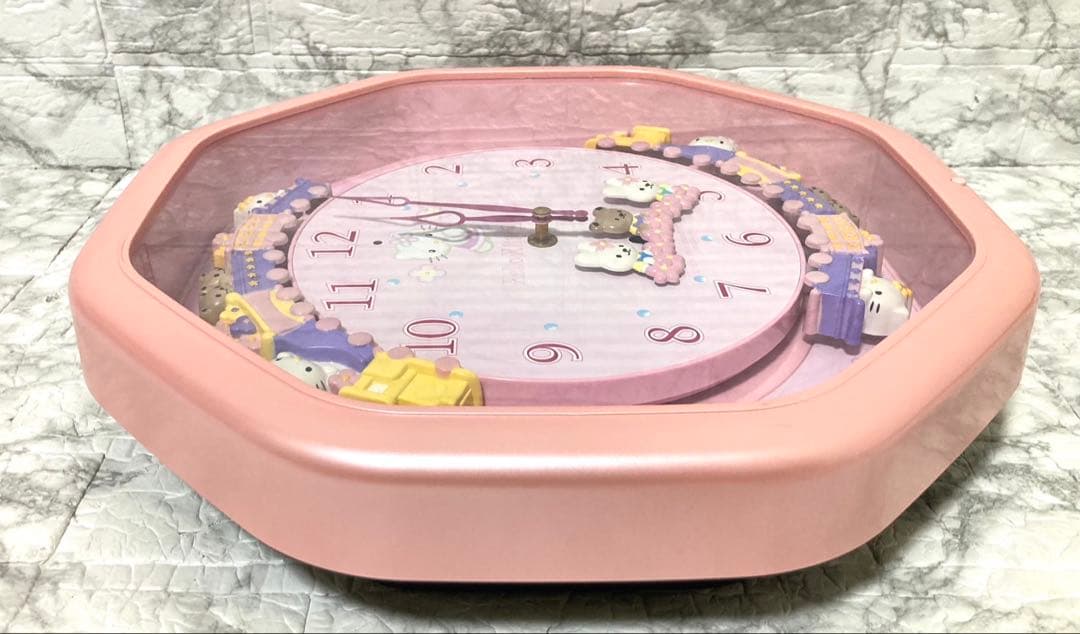 【完動品 美品】CITIZEN サンリオ ハローキティ 掛け時計 ピンクパール