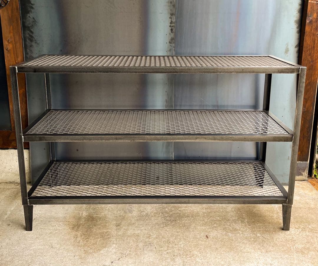 ［幅125㎝］アイアンラック［鉄網］食器棚　洋服棚　植物棚　アイアン家具