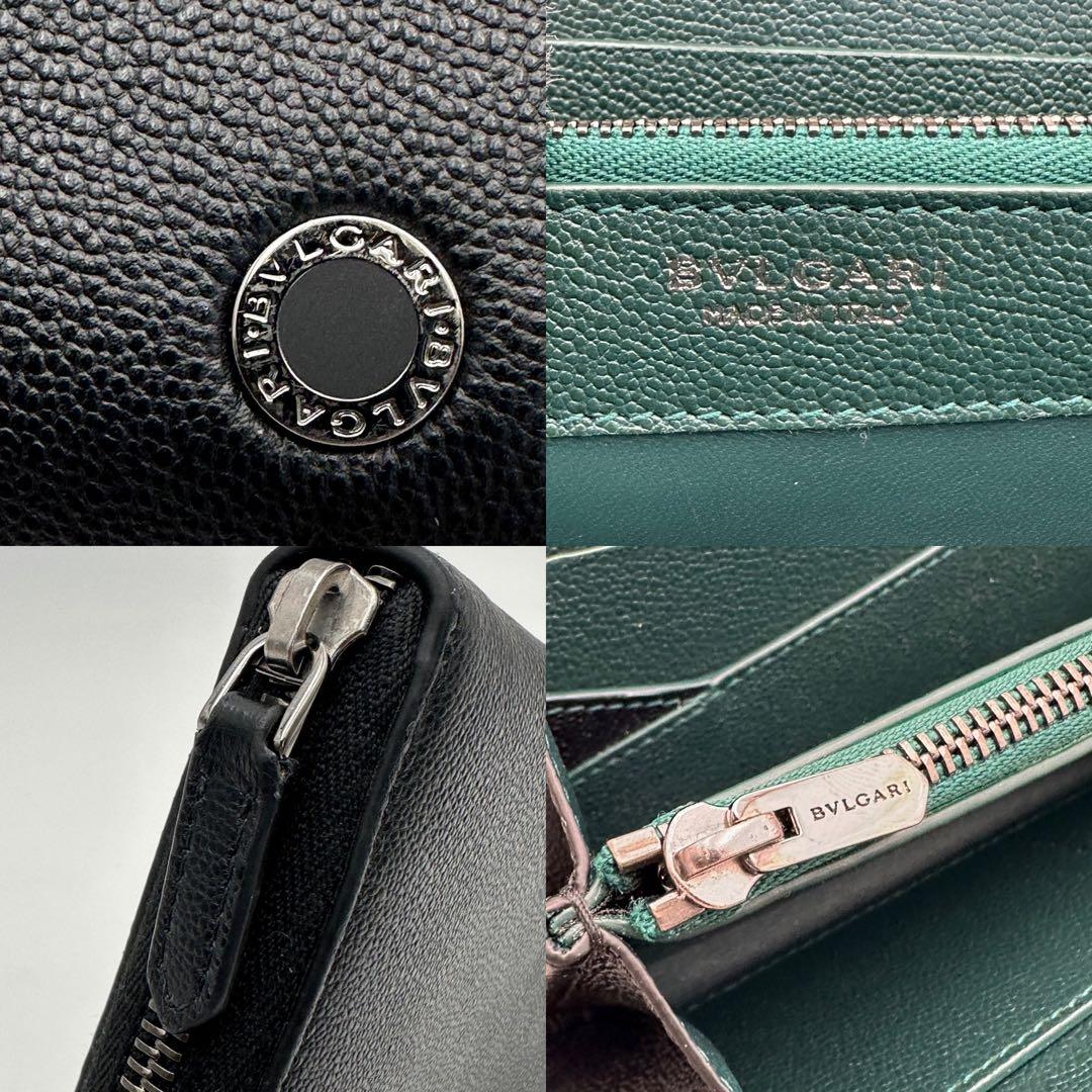 極美品/RFID搭載✨ ブルガリ マン サークル金具 長財布 ラウンドファスナー