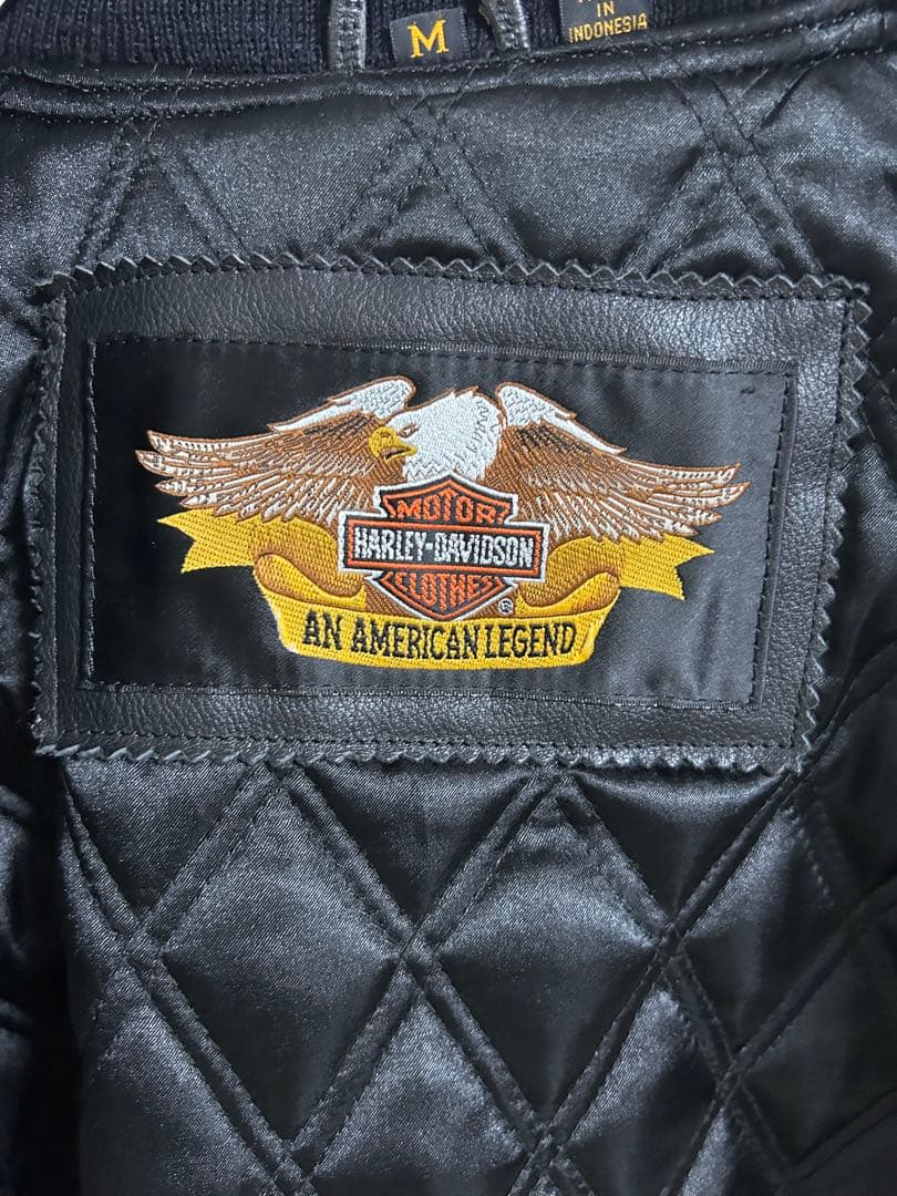 90s ハーレーダビッドソン レザージャケット M ブラック×オレンジ ボンバー