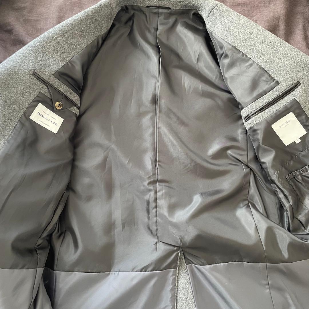 【新品同様】BEAMS タスマニアウール チェスターコート グレー Mサイズ