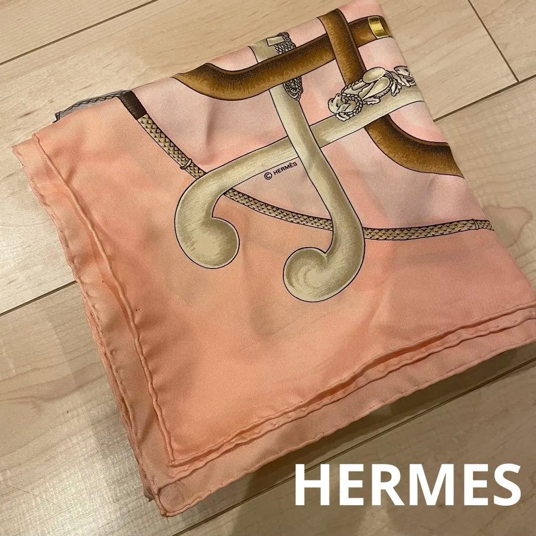 【本日限定特別値下げ】HERMES エルメス　スカーフ　ピンク