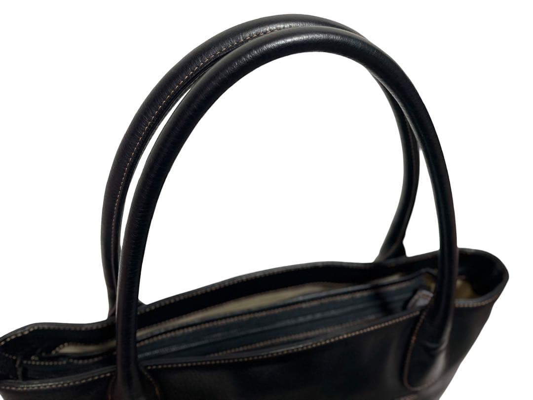 【美品】Kitamura キタムラ トートバッグ レザー シボ革 黒 ポーチ付き