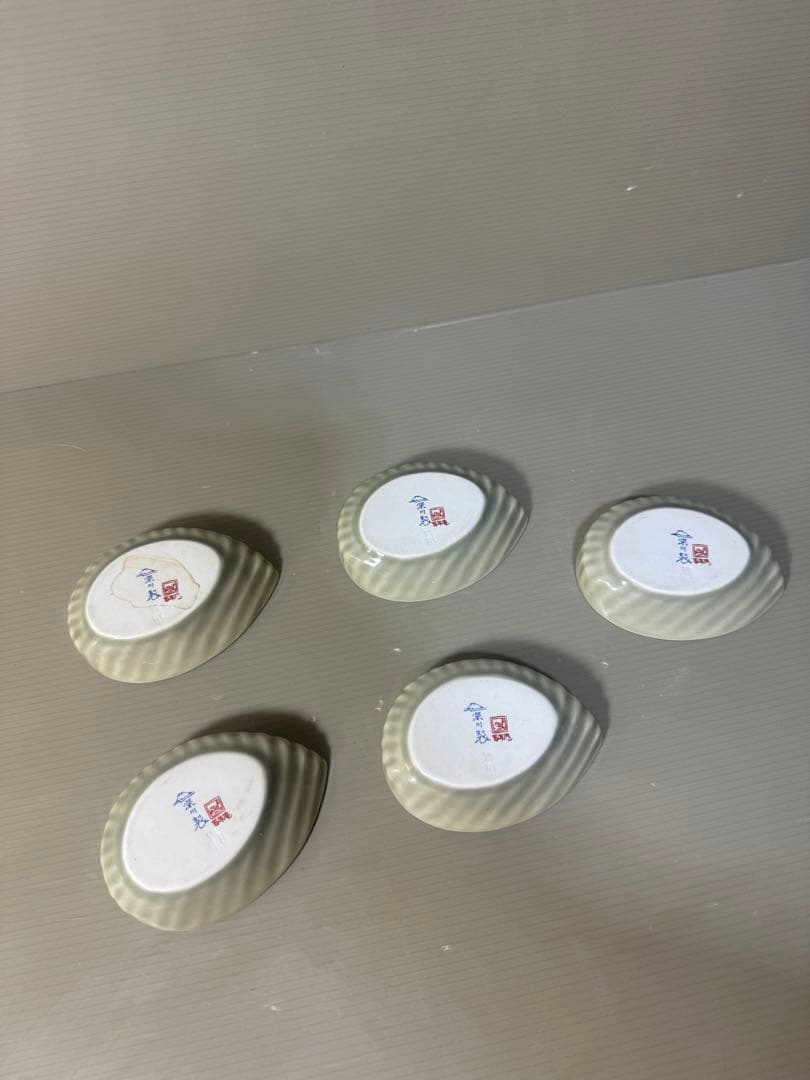 2427 希少　深川製磁　百年庵　茶灰釉　小皿　5客