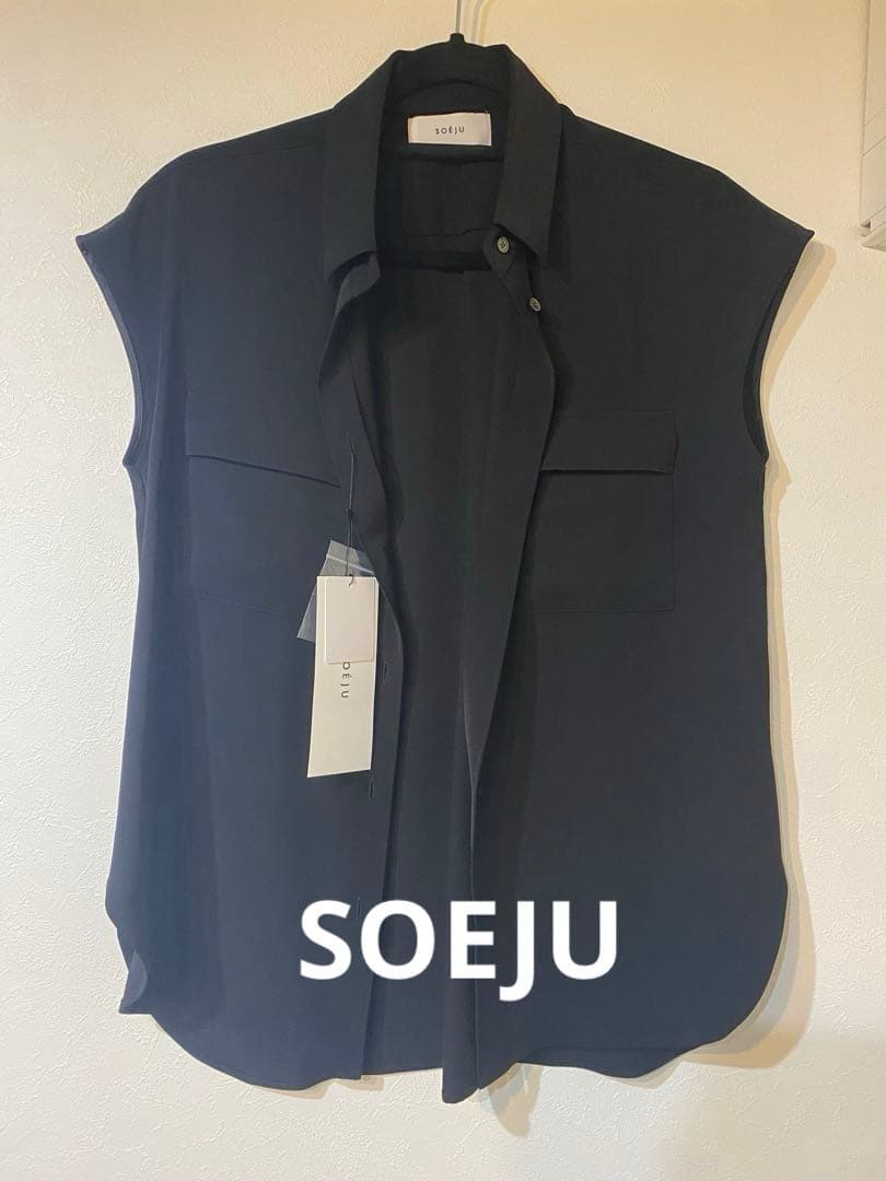 SOEJU ソージュ　ビンテージサテンシャツ　ブラックMサイズ