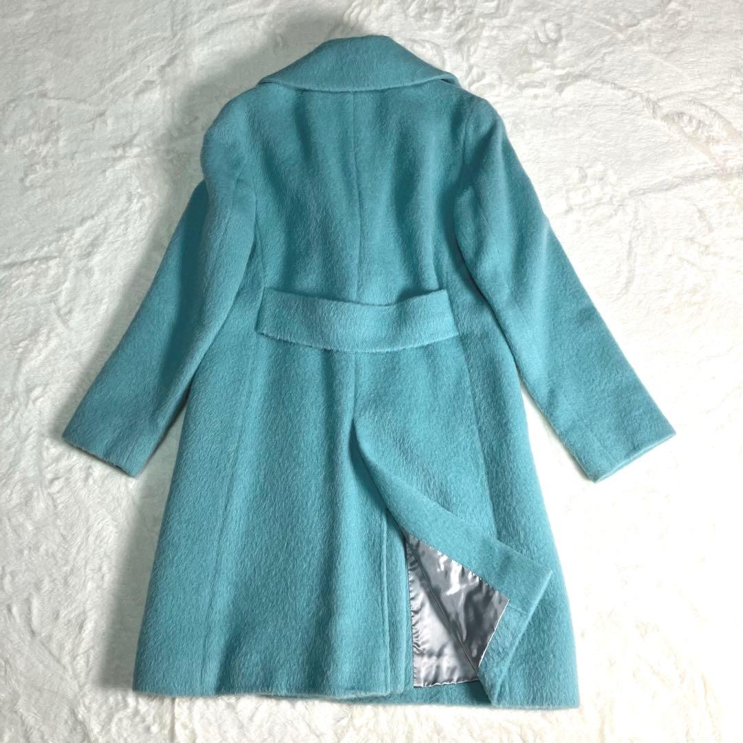 INED✨アルパカウールシャギーコート　ダブルブレスト　ミントグリーン　日本製M