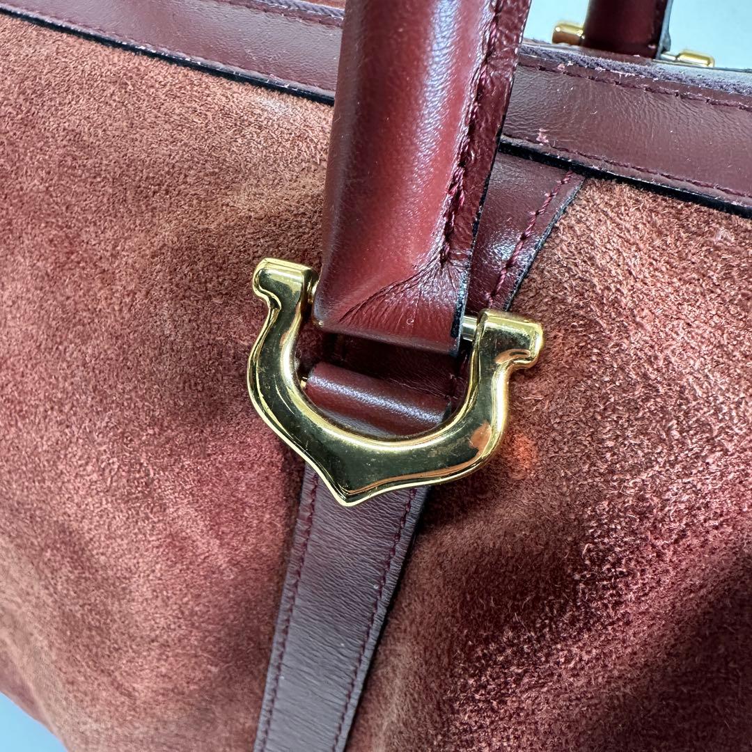 ヴィンテージ カルティエ マストライン ボストン スエード ボルドー 30