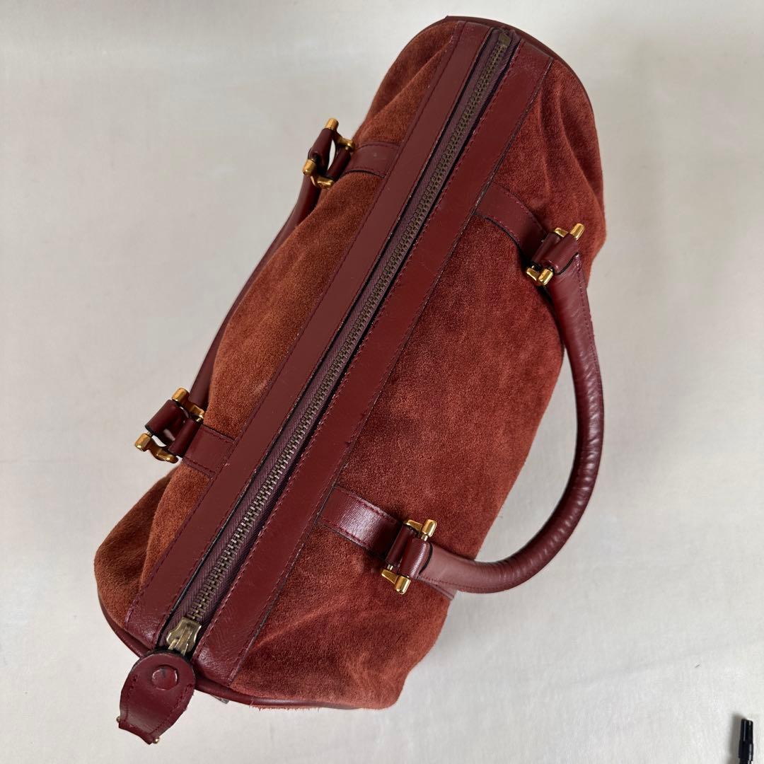 ヴィンテージ カルティエ マストライン ボストン スエード ボルドー 30