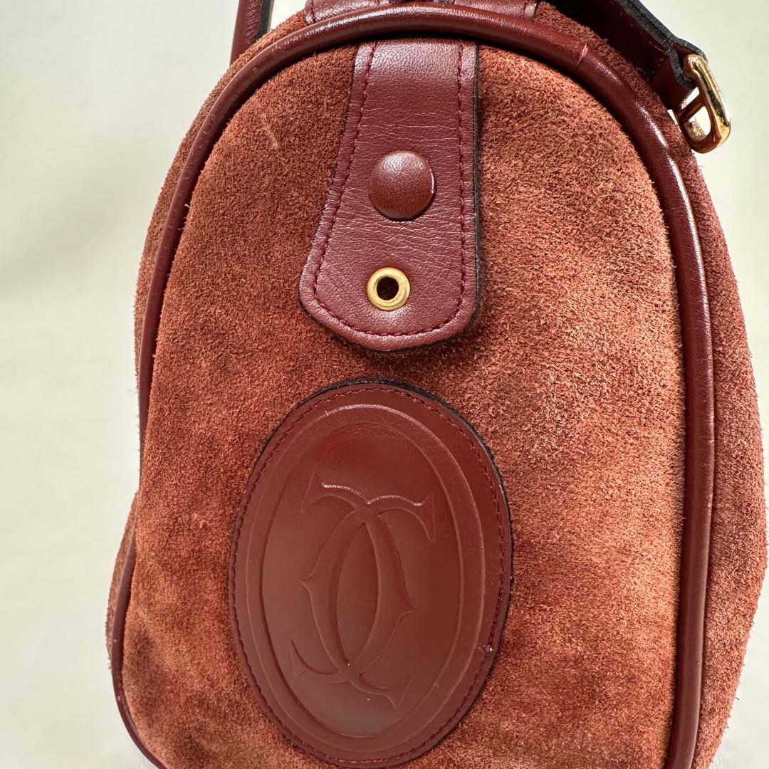 ヴィンテージ カルティエ マストライン ボストン スエード ボルドー 30