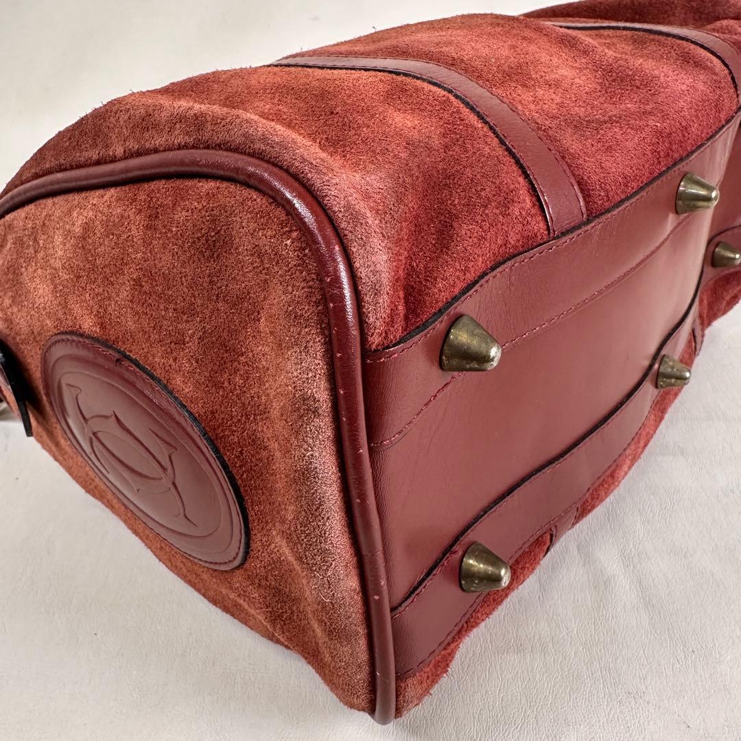 ヴィンテージ カルティエ マストライン ボストン スエード ボルドー 30