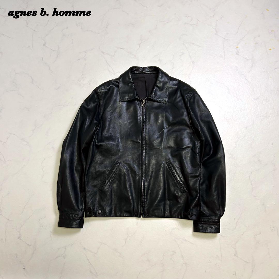 【90s】仏製 アニエスベーオム レザー ドリズラージャケット 黒 riri