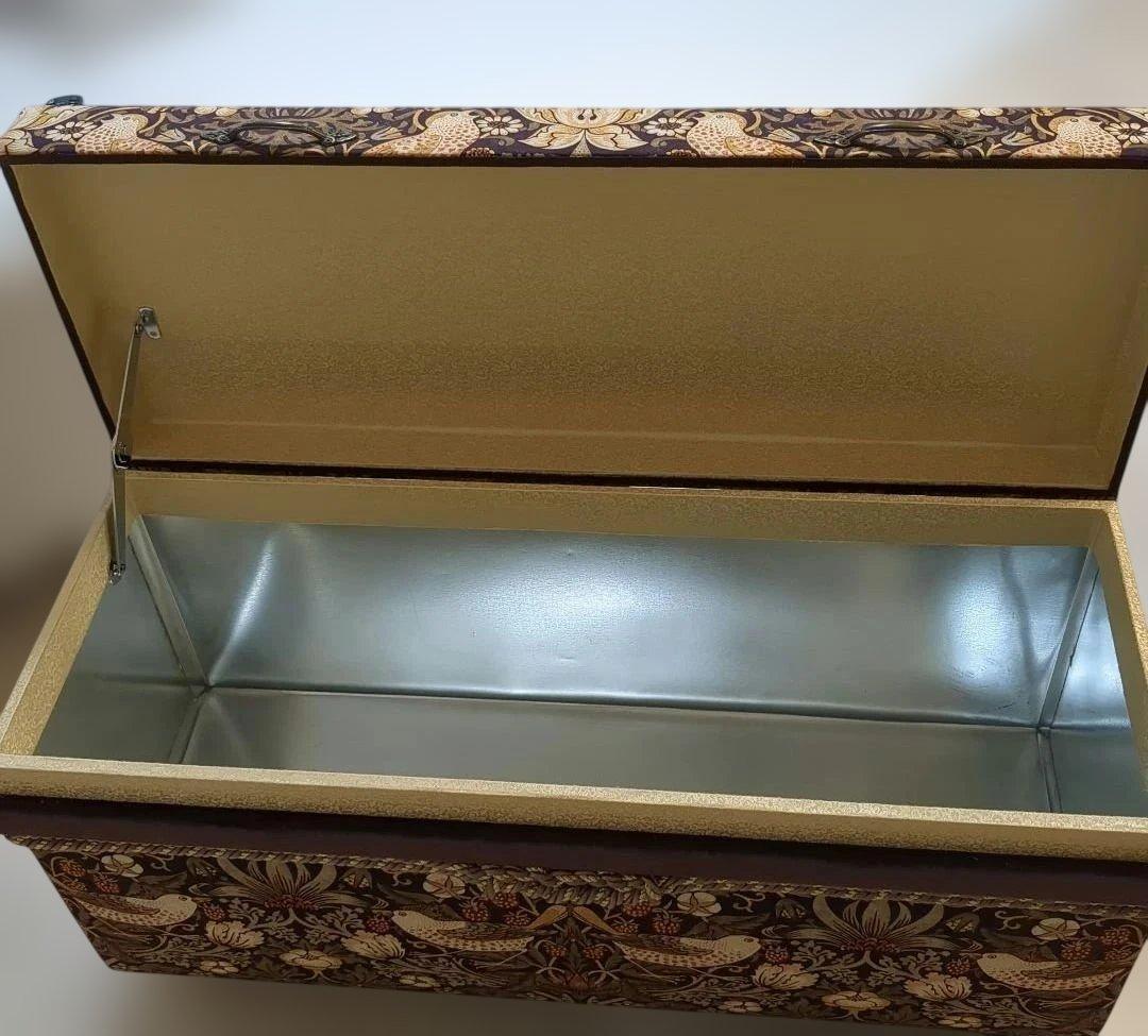 【インテリア茶箱】ウィリアムモリスの生地で作った収納箱　ハンドメイド　大サイズ