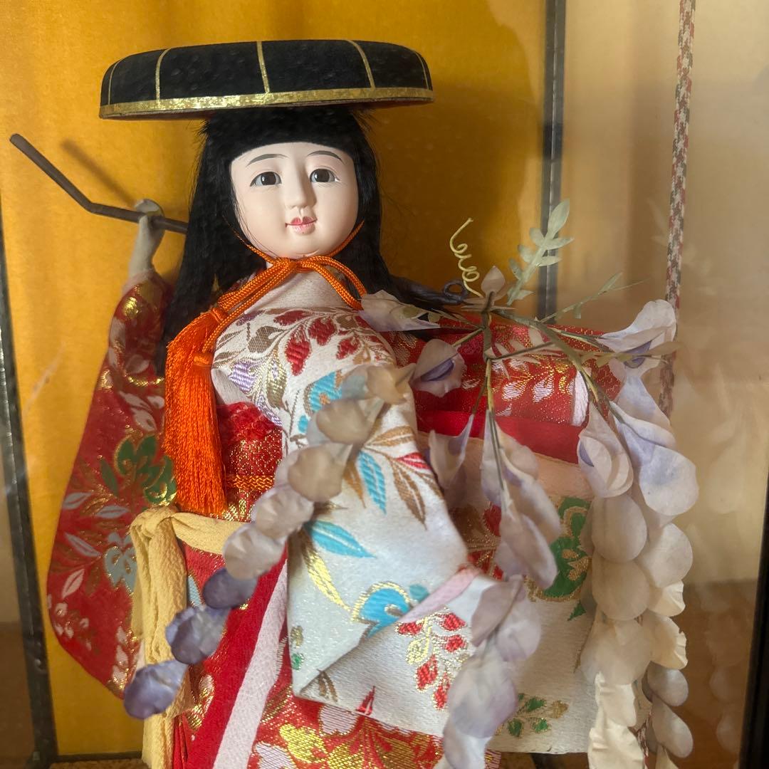 市松人形 藤娘 ガラスケース付き