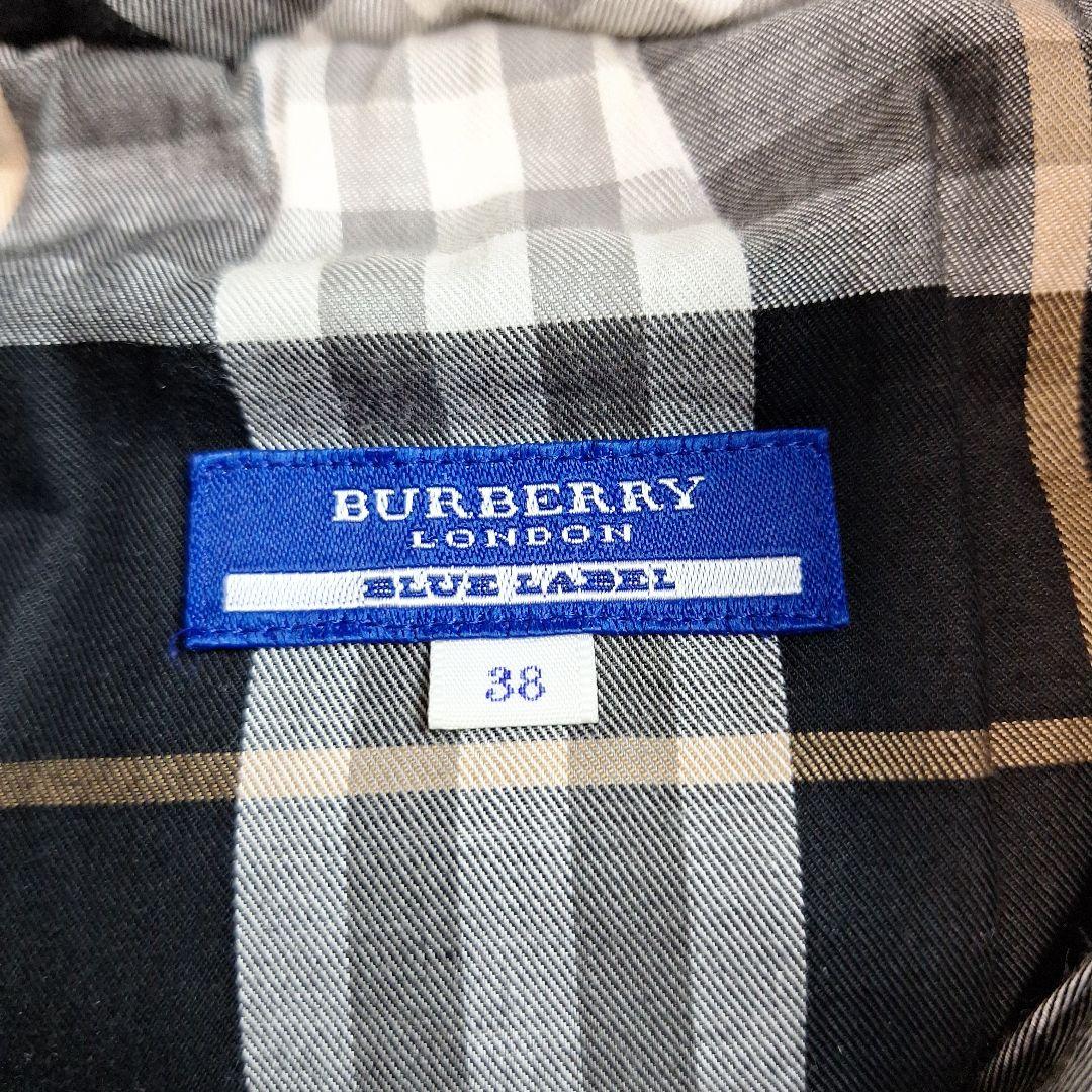BURBERRY　ブルーレーベル　ダウンベスト　ノバチェック　フード　グレー　M