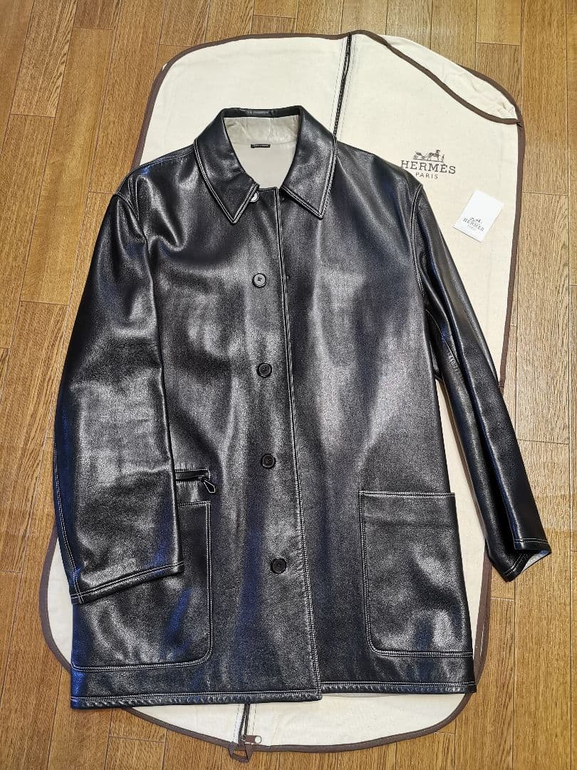 ✨■エルメス■本革✨48■コート■H刺繍有✨